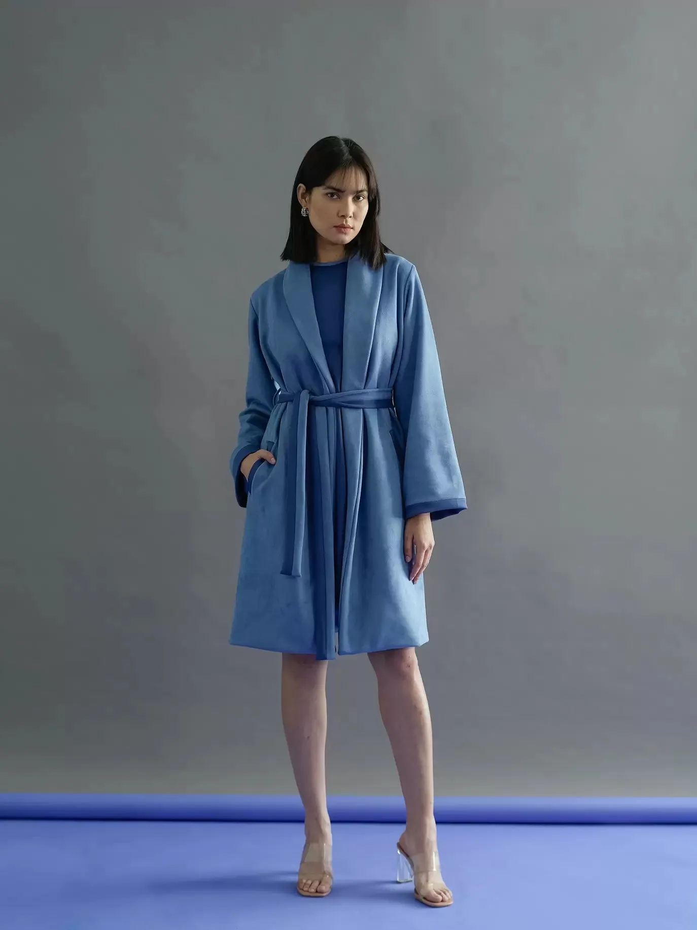 Kritika Madan Label Short Dress Set | Women Blue Suede Dress