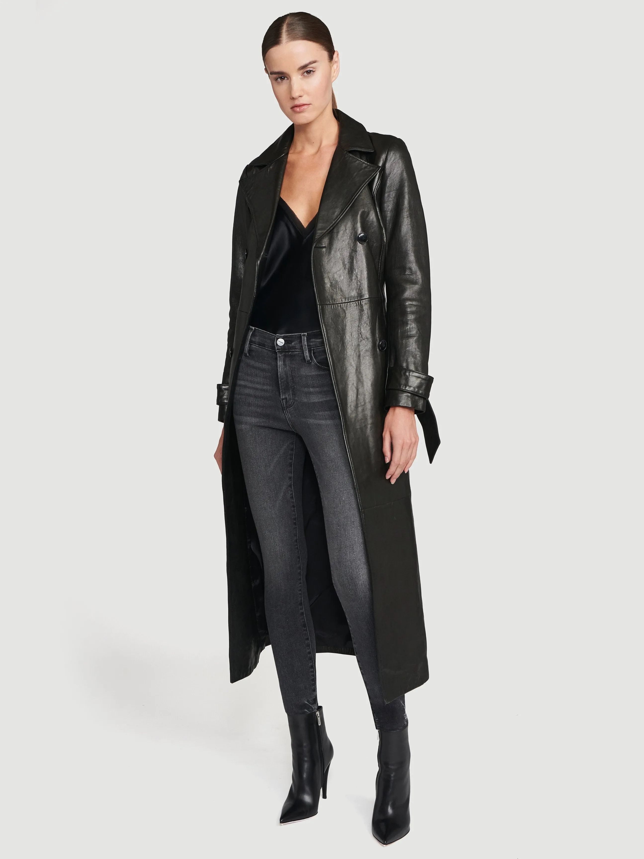 Leather Trench--NOIR