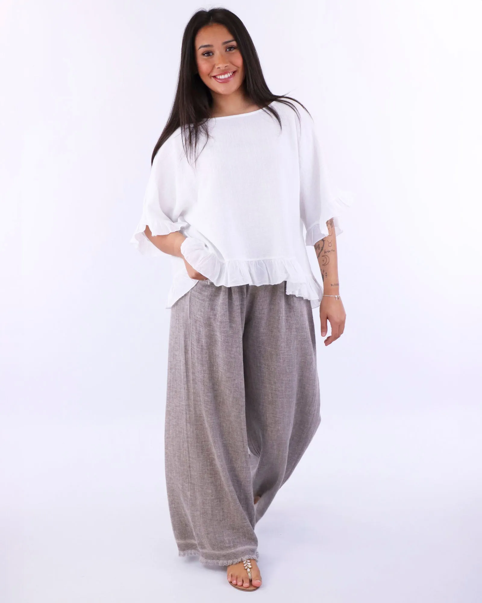 Linen and Cotton Blend Trousers