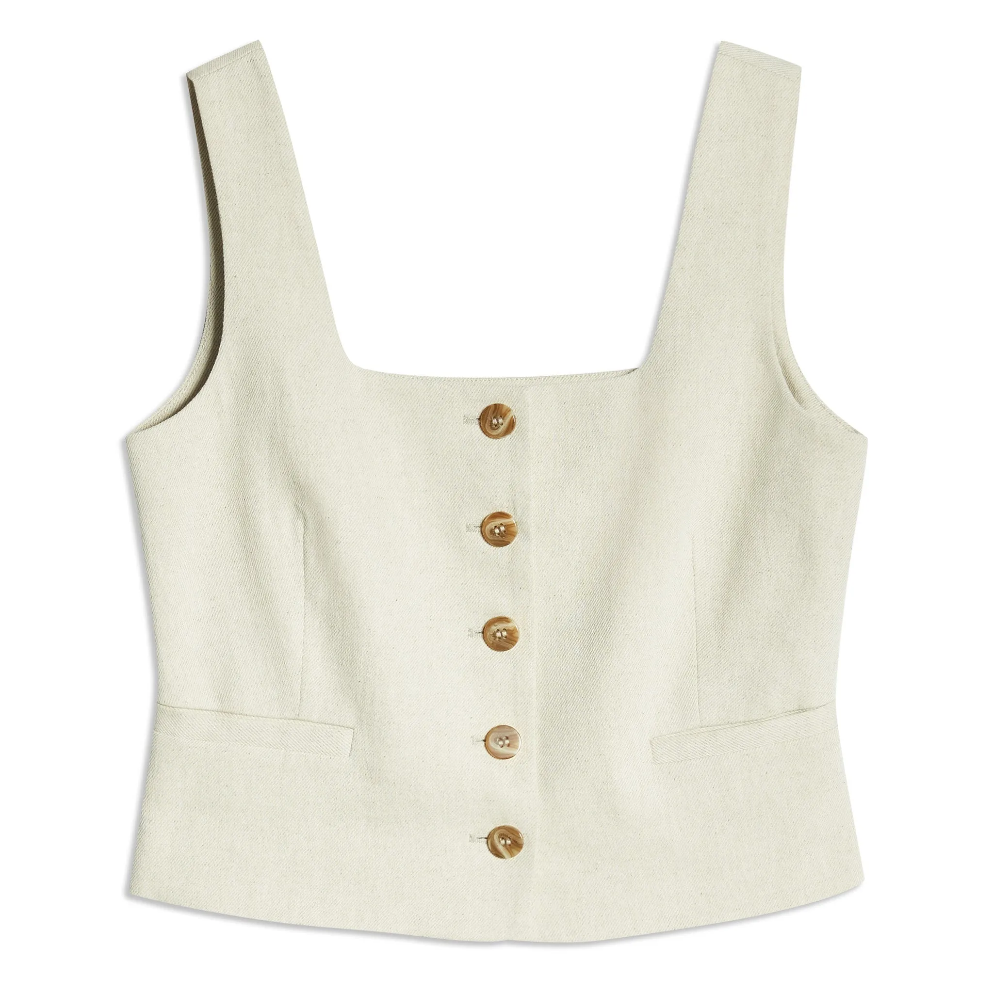 Linen Twill Button Waistcoat by Albaray