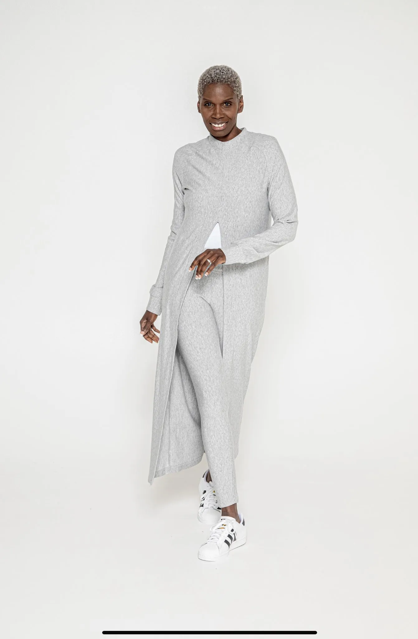 Long Tunic Fleece - Heather Grey