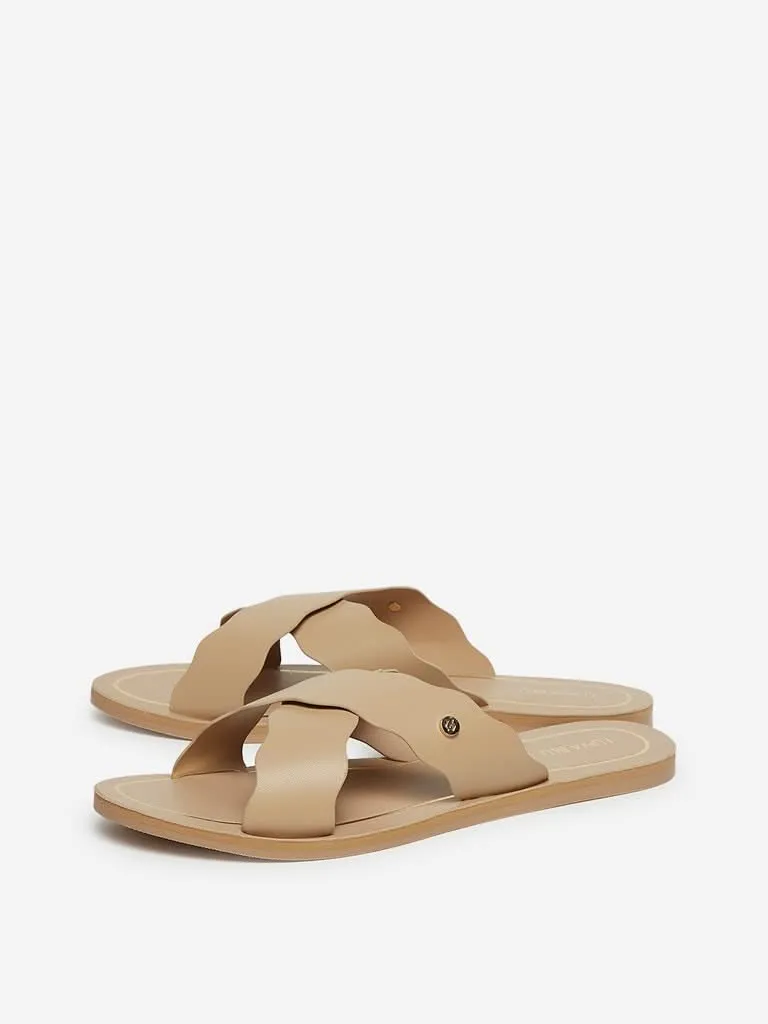 LUNA BLU Beige Cross-Strap Sandals