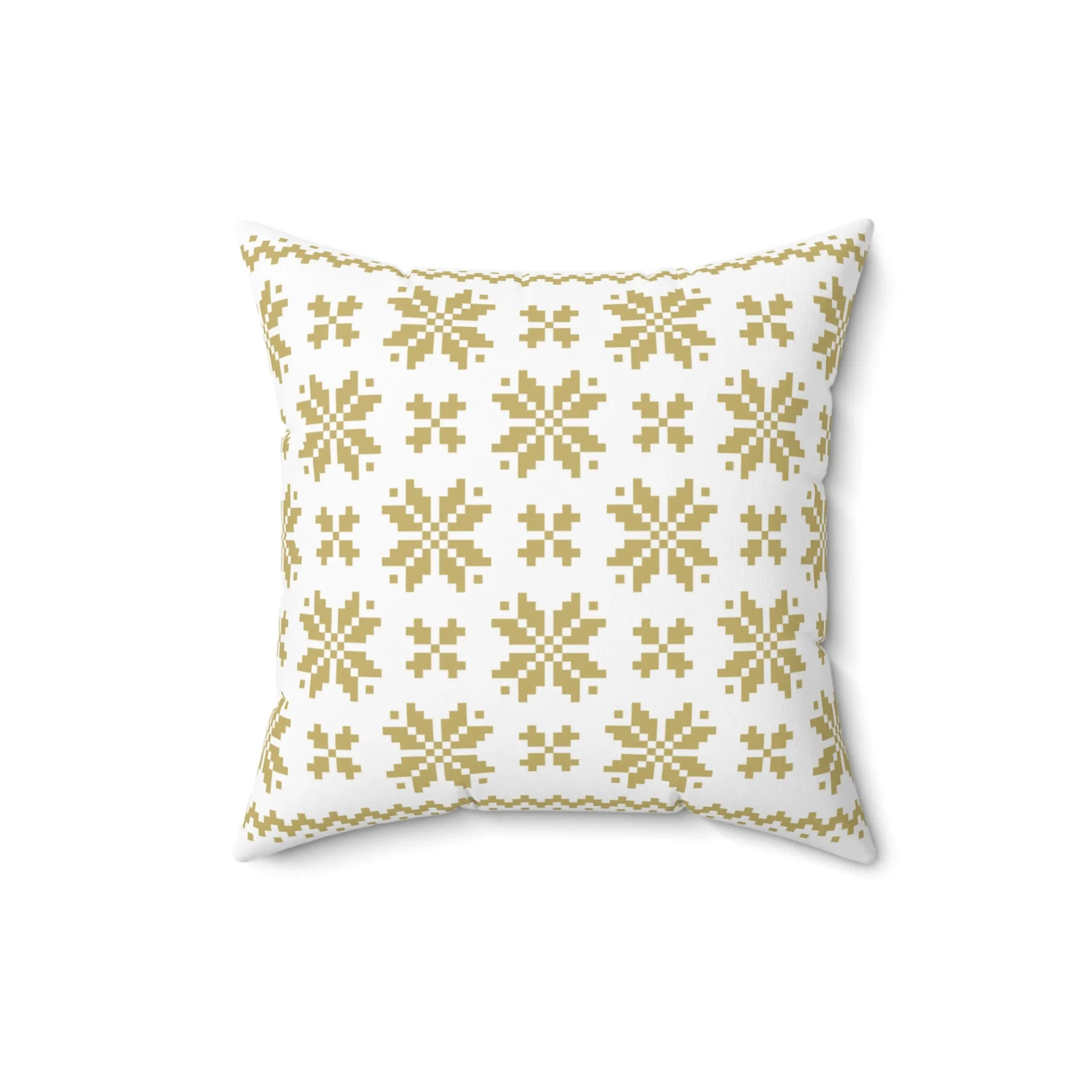 Merry Christmas Pillow with exclusive Italian Design print | White Gold Jacquard Snowflake | Giada Valenti | Christmas Gift