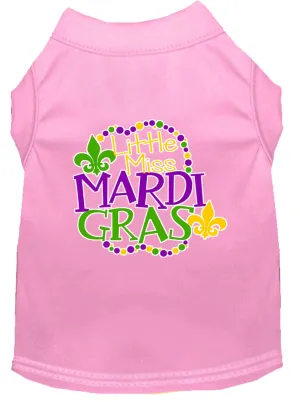 Miss Mardi Gras Screen Print Mardi Gras Dog Shirt Light Pink Xs