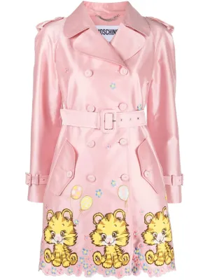 Moschino Kitty Cat Embroidered Trench Coat