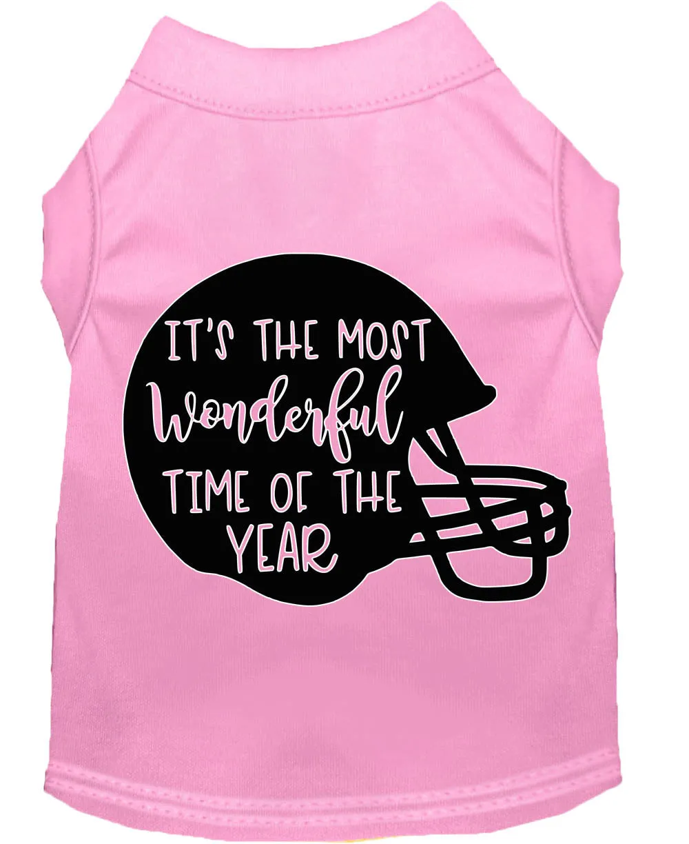 Most Wonderful Time Of The Year (football) Screen Print Dog Shirt Light Pink Sm