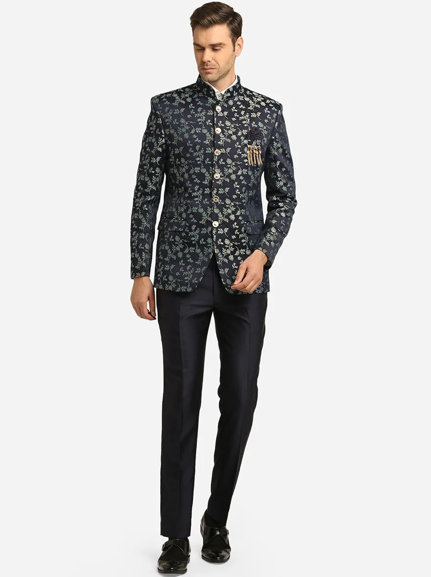 Navy Blue & Sky Blue Jodhpuri Suit | JadeBlue