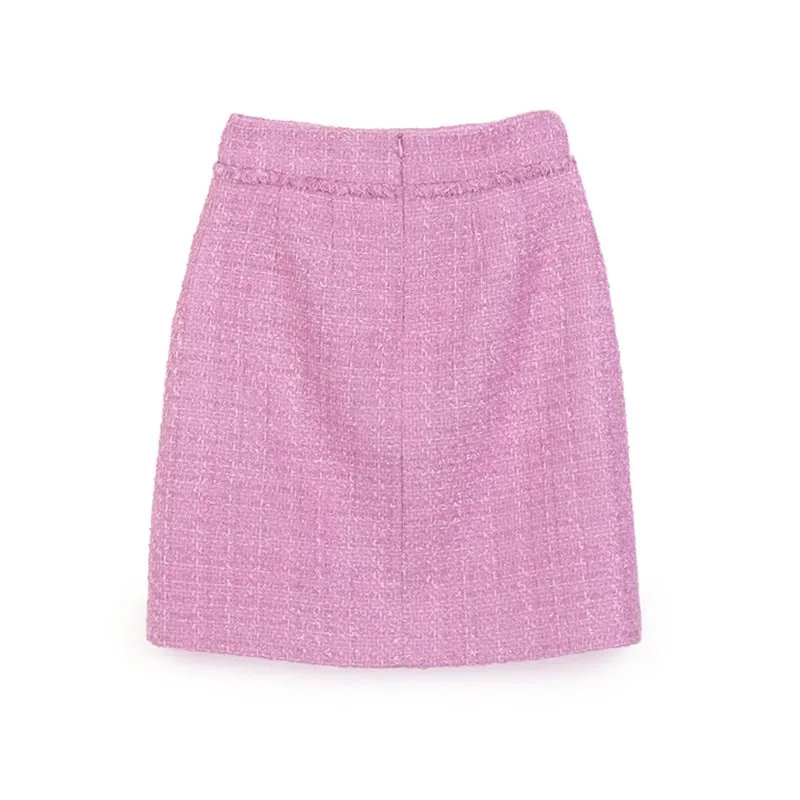 Pink Tweed Midi Skirts