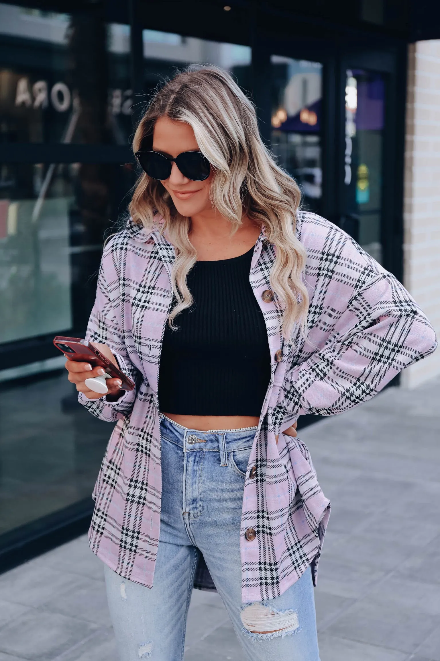 Poppy Plaid Shacket - Pink