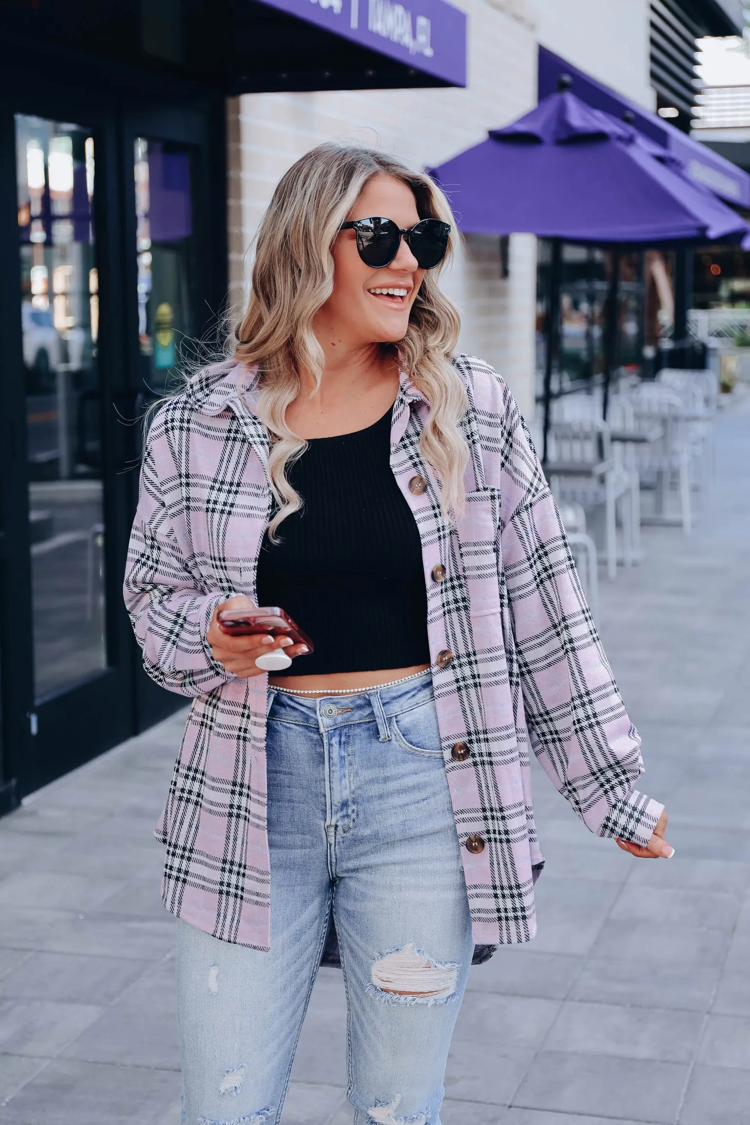 Poppy Plaid Shacket - Pink