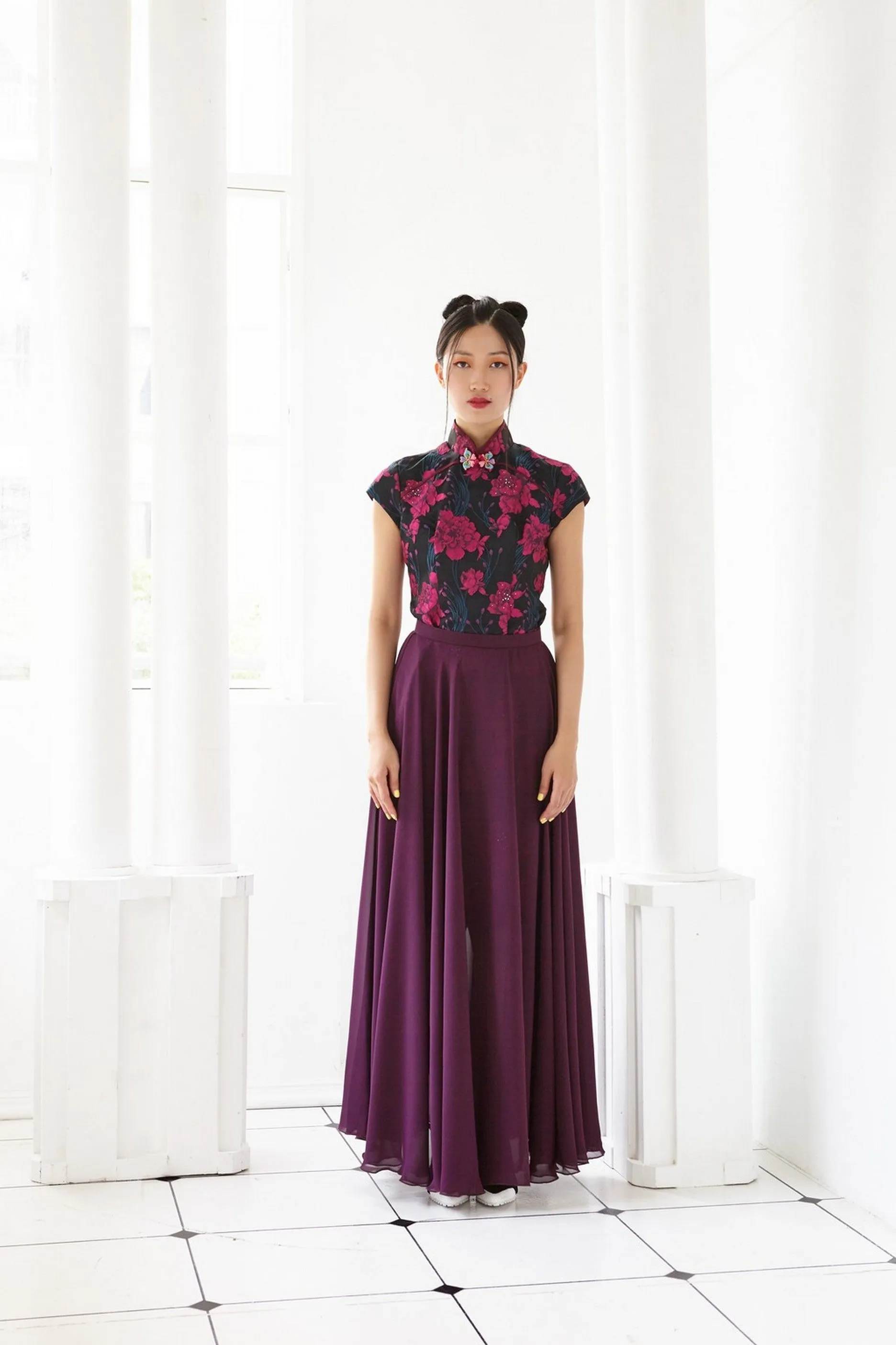 Pre-Order DARK PURPLE CHIFFON - LONG SKIRT - DARK PURPLE