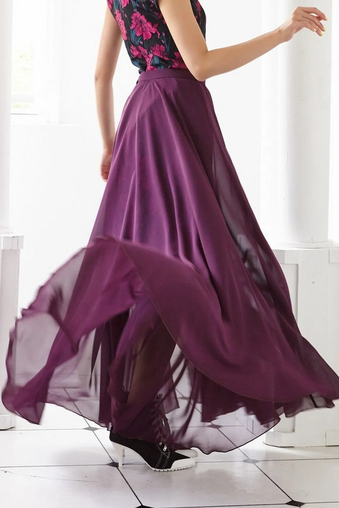 Pre-Order DARK PURPLE CHIFFON - LONG SKIRT - DARK PURPLE