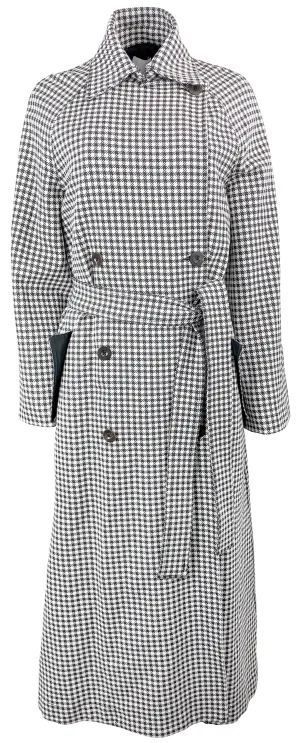 Rosetta Getty Gingham Checked Trench in Black/Cream