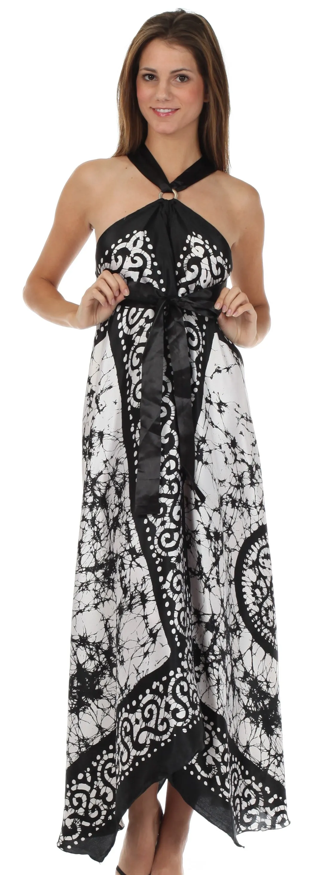 Sakkas Silky Wrap Halter Handkerchief Hem Maxi Dress