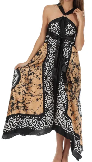 Sakkas Silky Wrap Halter Handkerchief Hem Maxi Dress