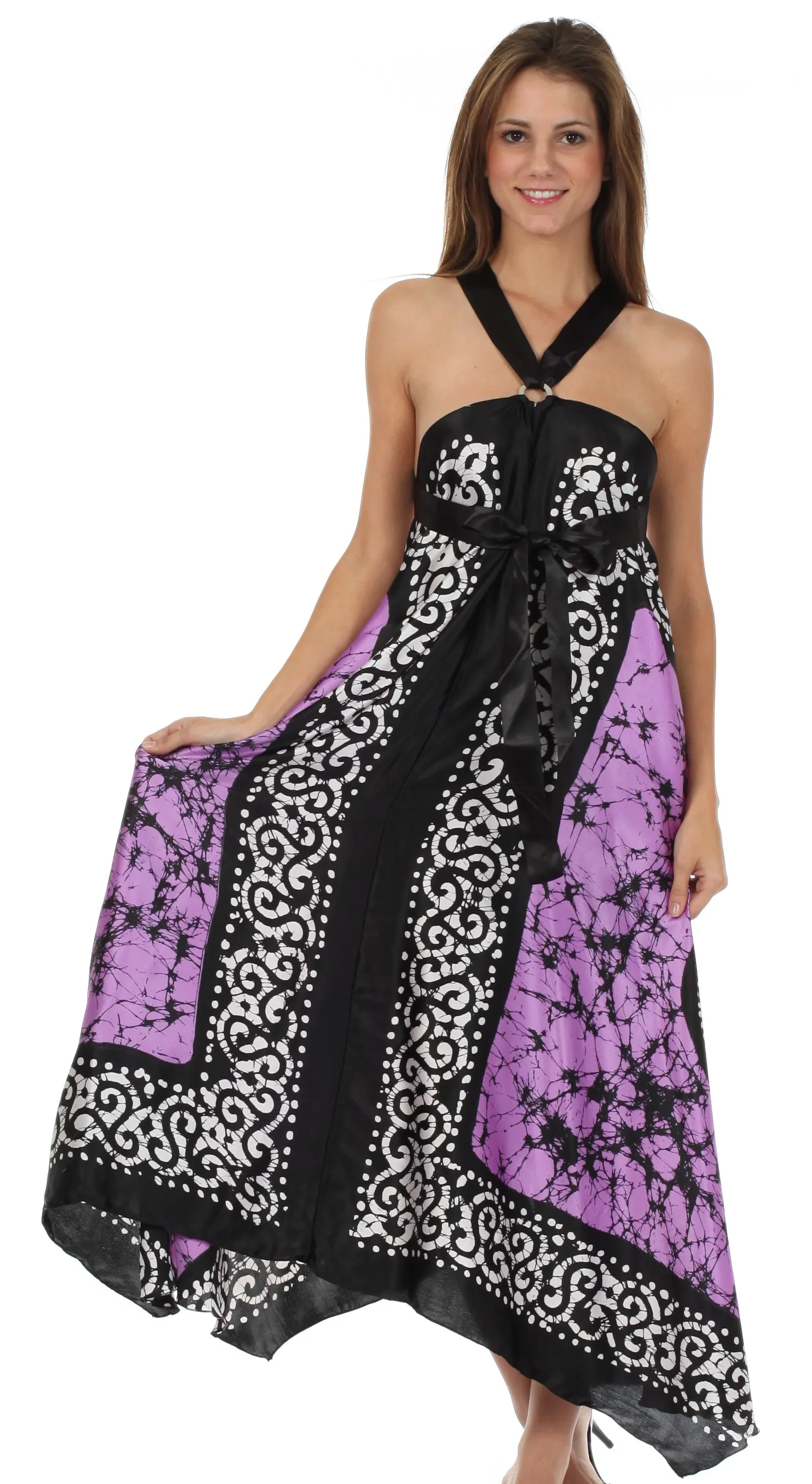 Sakkas Silky Wrap Halter Handkerchief Hem Maxi Dress