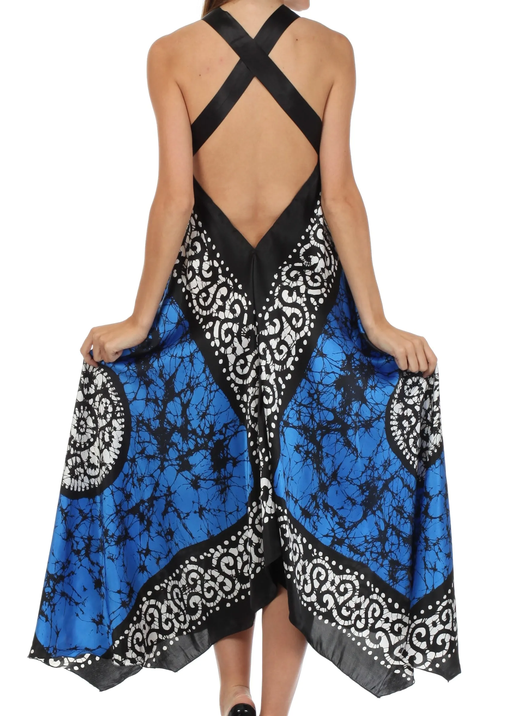 Sakkas Silky Wrap Halter Handkerchief Hem Maxi Dress