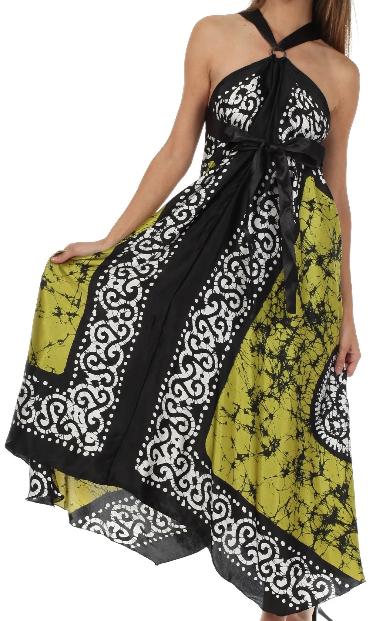 Sakkas Silky Wrap Halter Handkerchief Hem Maxi Dress