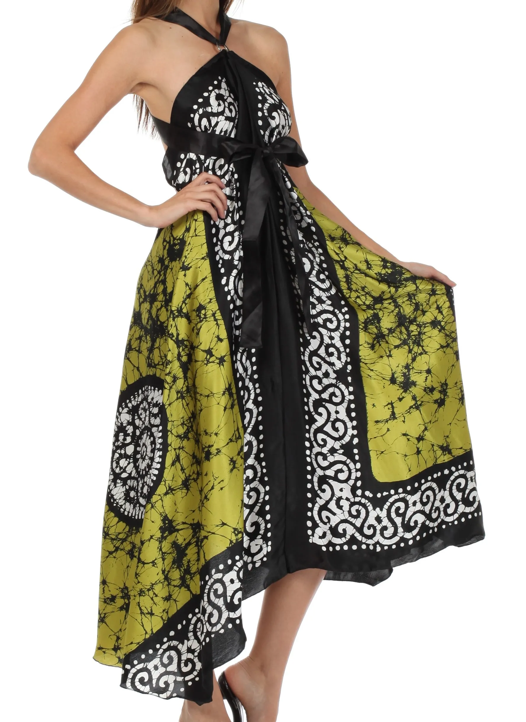 Sakkas Silky Wrap Halter Handkerchief Hem Maxi Dress