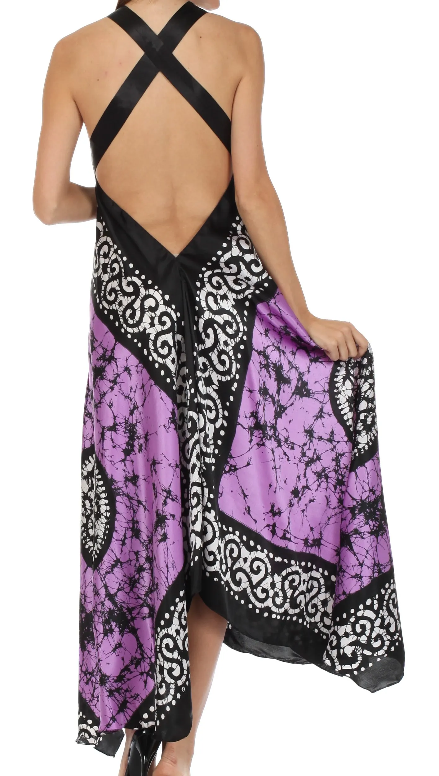 Sakkas Silky Wrap Halter Handkerchief Hem Maxi Dress