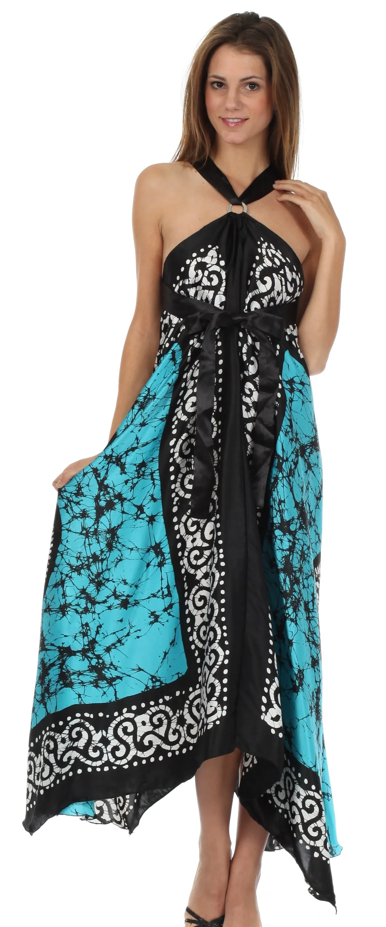 Sakkas Silky Wrap Halter Handkerchief Hem Maxi Dress