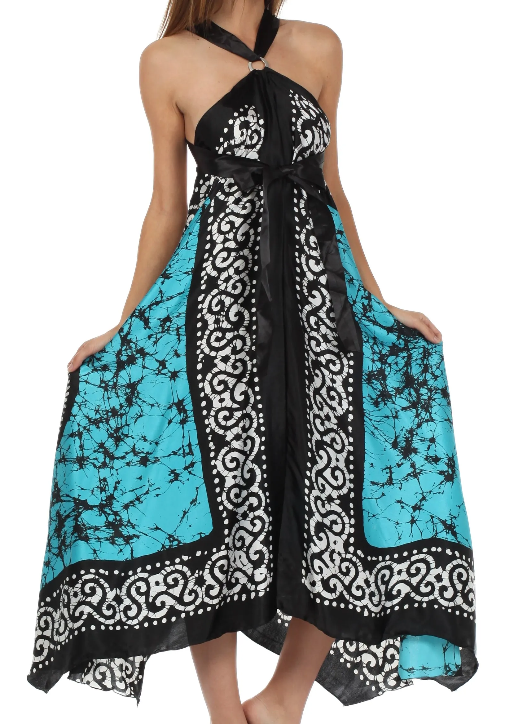 Sakkas Silky Wrap Halter Handkerchief Hem Maxi Dress