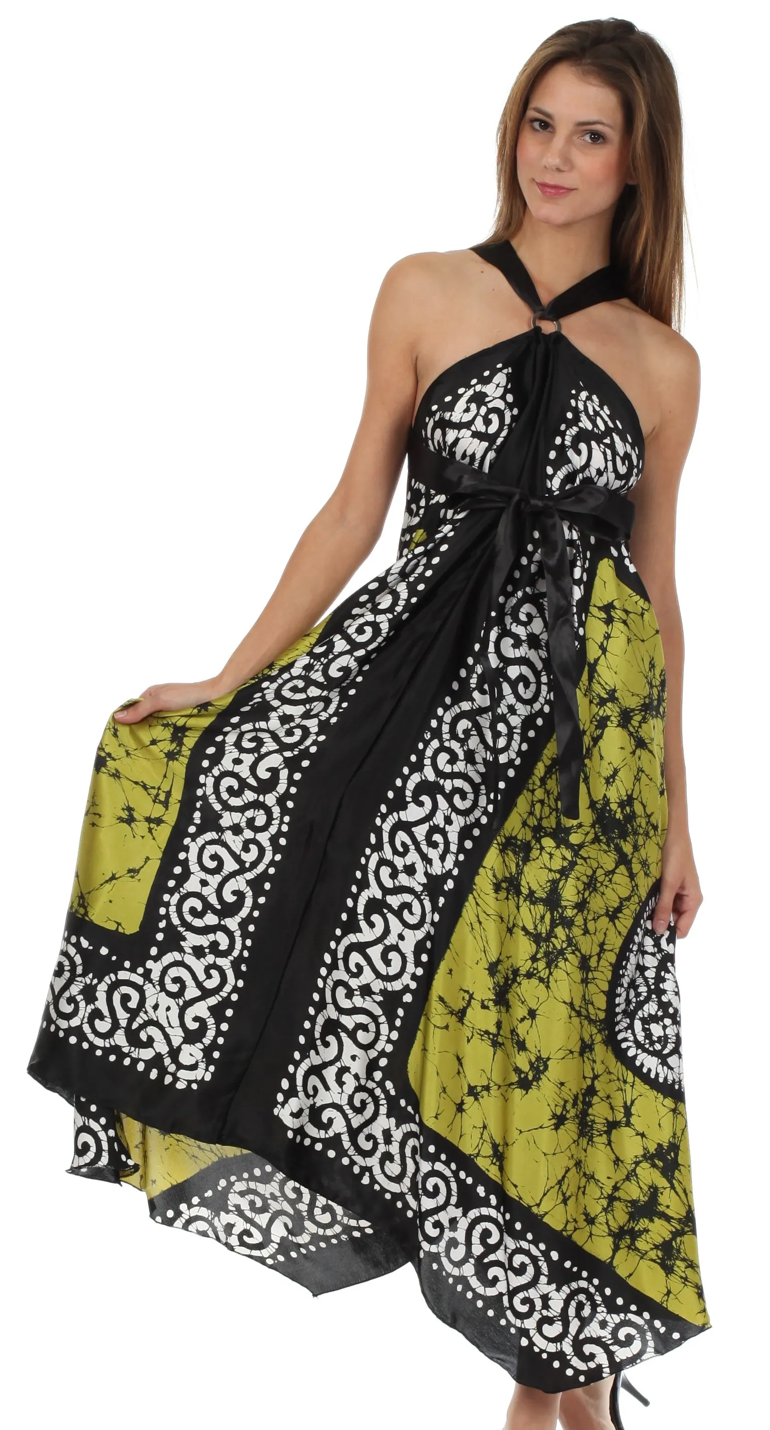 Sakkas Silky Wrap Halter Handkerchief Hem Maxi Dress