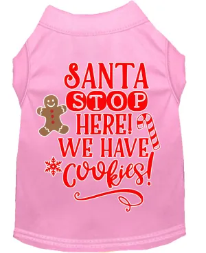 Santa, We Have Cookies Screen Print Dog Shirt Light Pink Lg