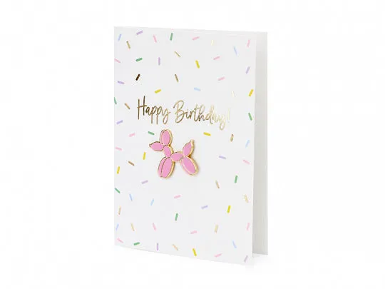 Sprinkle Birthday Card with Balloon Dog Enamel Badge