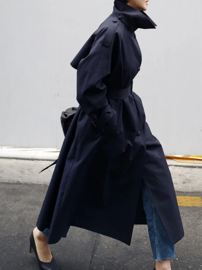 Stand collar long trench coat HL3872