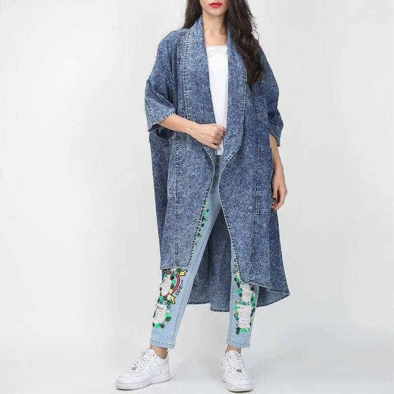 Thin Layered Denim Trench Coat