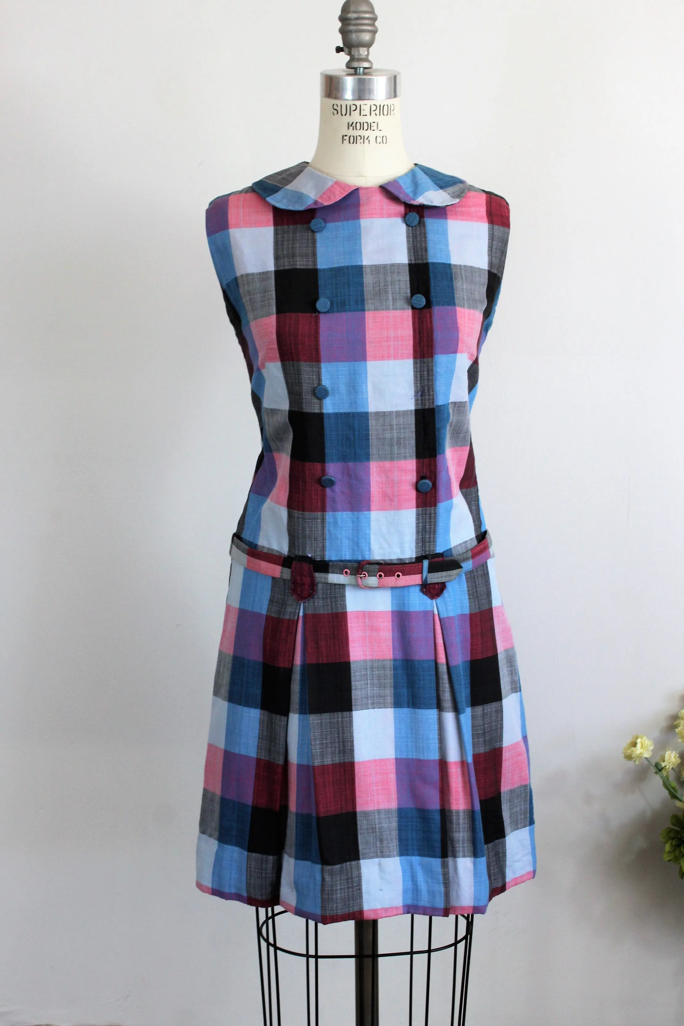 Vintage 1960s Mod Mini Scooter Dress With Belt