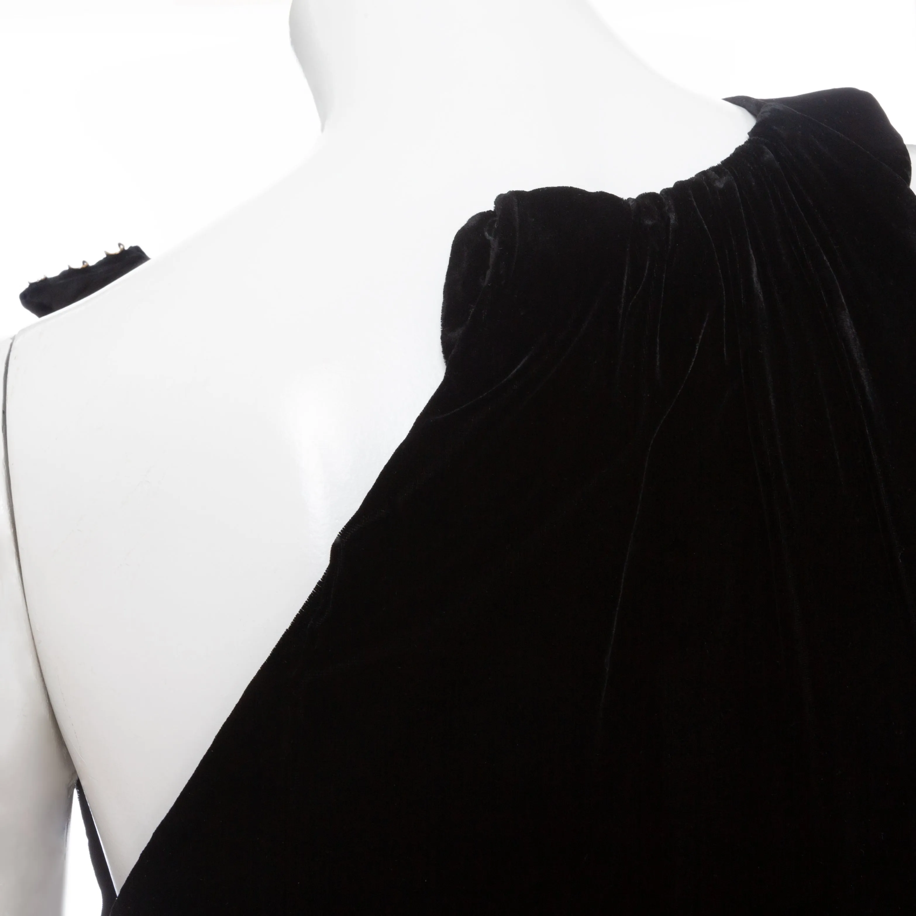 Vintage Haute Couture Black Velvet Halter Dress