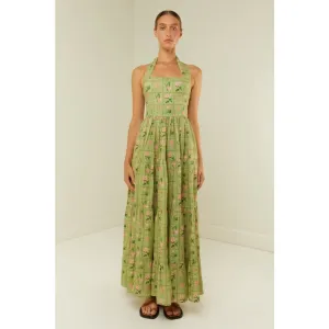 Willow Dress | Green Floral Tile