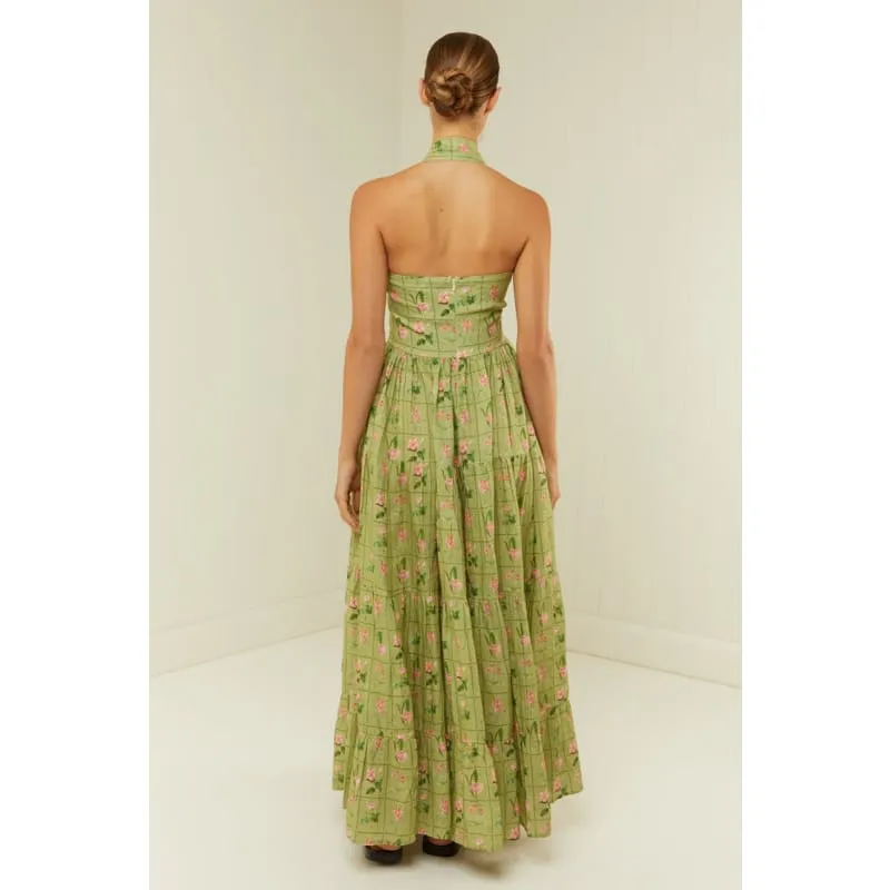 Willow Dress | Green Floral Tile